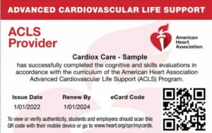 AHA ACLS Certification Card