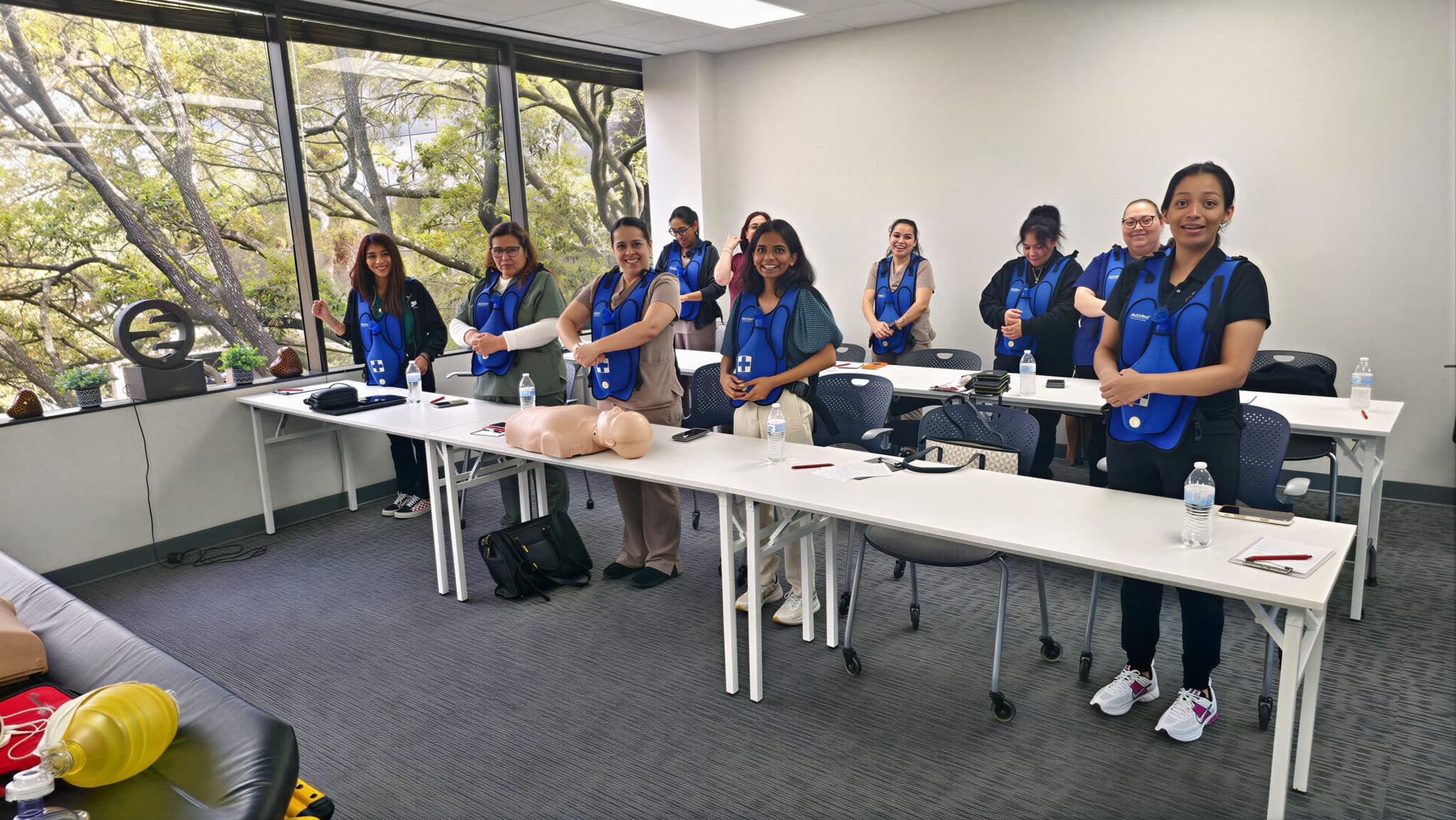 On-site group CPR training session
